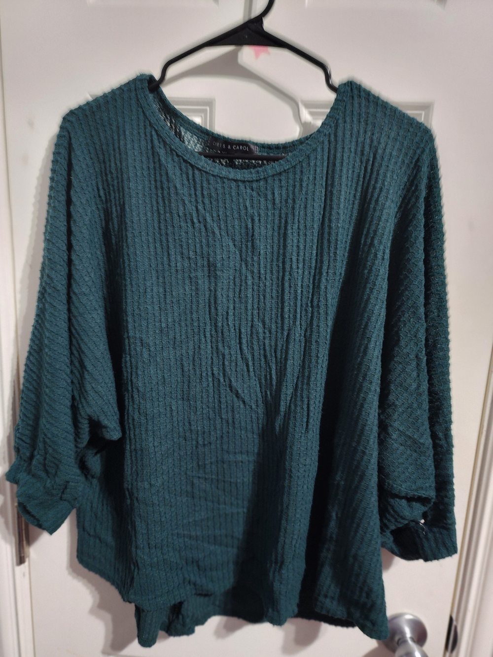 Chris & Carol Green Textured Long Sleeve Top